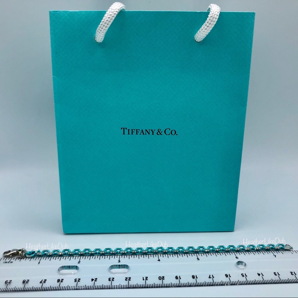 Rare! Authentic Tiffany & Co Blue Enamel & Silver Sparkler Chain Link Bracelet - Picture 7 of 9
